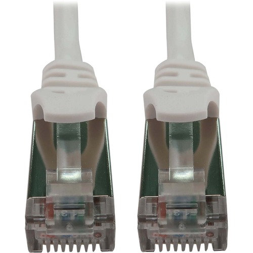 Eaton Tripp Lite Series Cat6a 10G Snagless Shielded Slim STP Ethernet Cable (RJ45 M/M), PoE, White, 15 ft. (4.6 m)