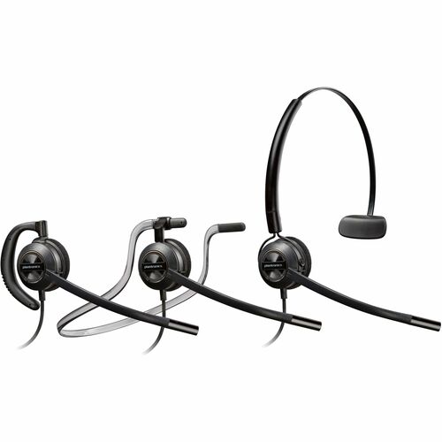 Poly EncorePro 540 with Quick Disconnect Convertible Headset TAA - Mono - Mini-phone (3.5mm) - Wired - 20 Hz - 16 kHz - On-ear - Monaural - Ear-cup - 2.92 ft Cable - Omni-directional, Noise Cancelling Microphone - Black