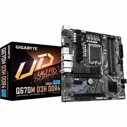 Gigabyte Ultra Durable Q670M D3H DDR4 Desktop Motherboard - Intel Q67 Express Chipset - Socket LGA-1700 - Intel Optane Memory Ready - Micro ATX