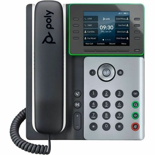 Poly Edge E500 IP Phone - Corded - Corded - Desktop - Black - TAA Compliant
