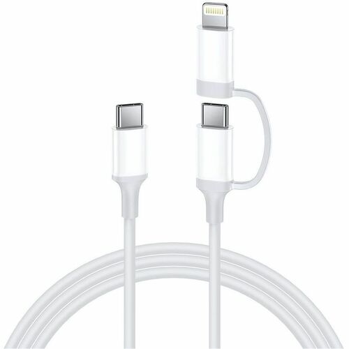 4XEM 2 in 1 3ft USB-C to USB-C + Lightning Cable - 3 ft Lightning/USB-C Data Transfer Cable for iPhone, Smartphone, Tablet, Notebook, iPad, iPod