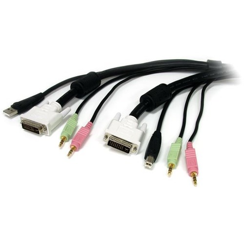 StarTech.com 4-in-1 USB DVI KVM Cable - Keyboard / video / mouse / audio extender - 4 pin USB Type A, mini-phone stereo 3.5 mm , DVI-I - mini-phone stereo 3.5 mm , 4 pin USB Type B, DVI-I - 3 m