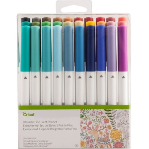 Cricut Ultimate Fine Point Pen Set, 0.4mm Fine Tip Pens to Write, Draw & Color, Create Personalized Cards & Invites, Use with Cricut Maker and Explore Cutting Machines, 30 Assorted Colored Pens