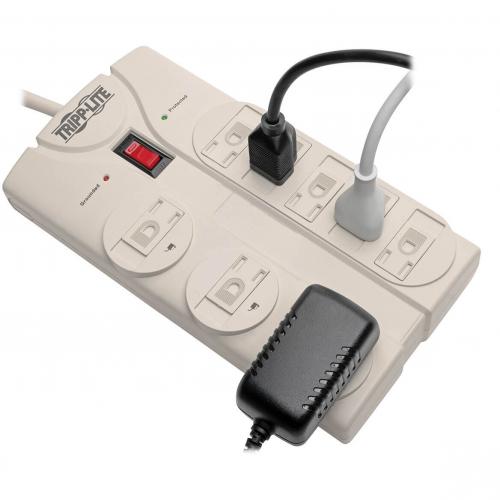 Eaton Tripp Lite Series Protect It! 8 Outlet Surge Protector, 8 Ft. Cord With Right Angle Plug, 1440 Joules, Diagnostic LEDs, Light Gray Housing Alternate-Image1/500
