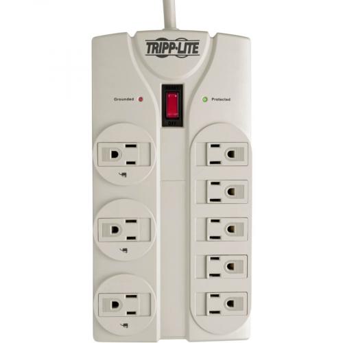 Tripp Lite By Eaton Protect It! 8 Outlet Surge Protector, 25 Ft. Cord With Right Angle Plug, 1440 Joules, Diagnostic LEDs, Light Gray Housing Alternate-Image1/500