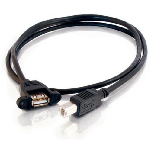 C2G 1ft Panel Mount USB 2.0 A Female To B Male Cable Alternate-Image1/500
