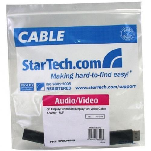 StarTech.com 6in (15cm) DisplayPort To Mini DisplayPort Cable, 4K X 2K Video, DP Male To Mini DP Female Adapter Cable, DP To MDP 1.2 Alternate-Image1/500