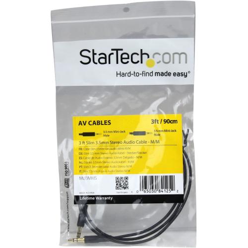 StarTech.com 3 Ft Slim 3.5mm Stereo Audio Cable   M/M Alternate-Image1/500