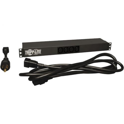 Tripp Lite By Eaton 1.6 3.8kW Single Phase 100 240V Basic PDU, 14 Outlets (12 C13 & 2 C19), C20 With L6 20P Adapter, 12 Ft. (3.66 M) Cord, 1U Rack Mount Alternate-Image1/500