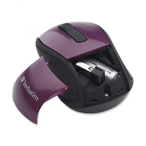 Verbatim Wireless Mini Travel Optical Mouse   Purple Alternate-Image1/500