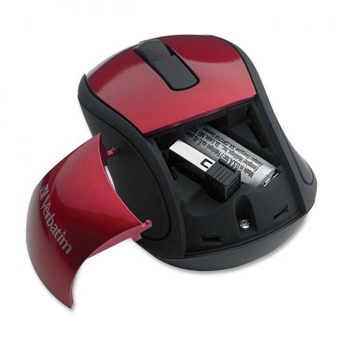 Verbatim Wireless Mini Travel Optical Mouse   Red Alternate-Image1/500