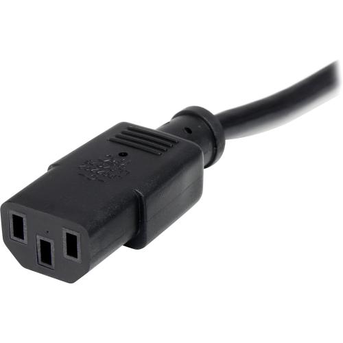 StarTech.com 25ft(7.6m) Computer Power Cord, NEMA 5 15P To C13, 10A 125V 18AWG, Black Replacement AC PC Power Cord, TV/Monitor Power Cable Alternate-Image1/500