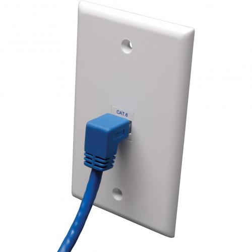Eaton Tripp Lite Series Down Angle Cat6 Gigabit Molded UTP Ethernet Cable (RJ45 Right Angle Down M To RJ45 M), Blue, 5 Ft. (1.52 M) Alternate-Image1/500