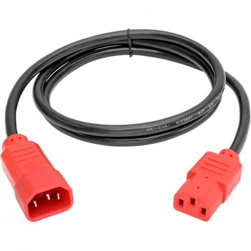 Eaton Tripp Lite Series PDU Power Cord, C13 To C14   10A, 250V, 18 AWG, 4 Ft. (1.22 M), Red Alternate-Image1/500