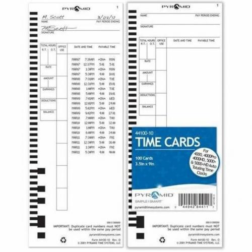 Pyramid Time Systems 44100 10 Time Cards, 100/pk Alternate-Image1/500