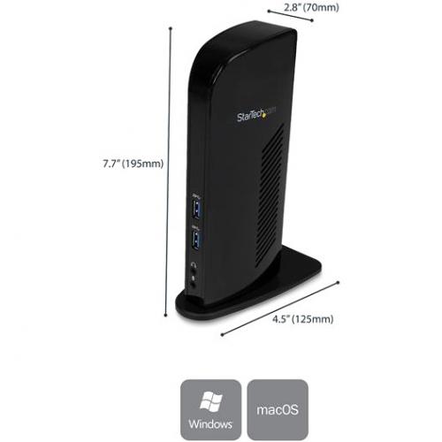 StarTech.com USB 3.0 Docking Station   Compatible With Windows / MacOS   Supports Dual Displays   HDMI And DVI   DVI To VGA Adapter Included   USB3SDOCKHD Alternate-Image1/500