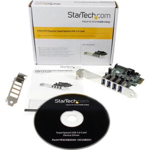 StarTech.com 4 Port PCI Express PCIe SuperSpeed USB 3.0 Controller Card Adapter With UASP   5Gbps   SATA Power Alternate-Image1/500