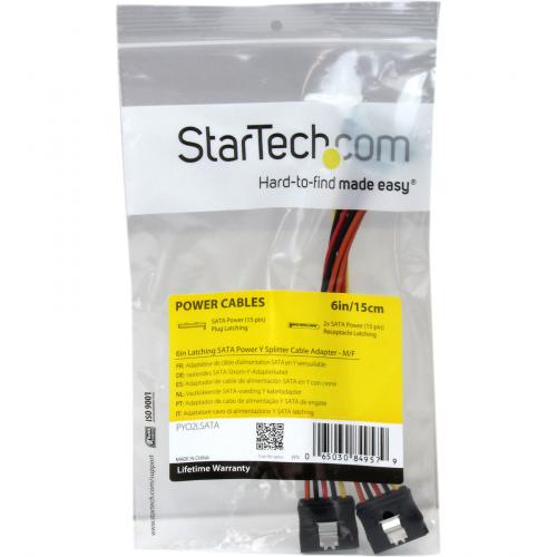 StarTech.com 6in Latching SATA Power Y Splitter Cable Adapter   M/F Alternate-Image1/500