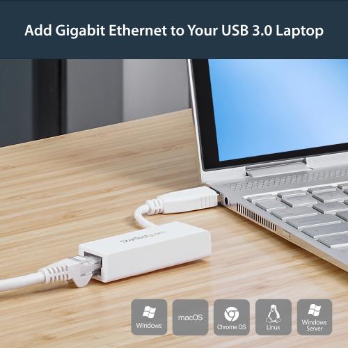 StarTech.com USB To Ethernet Adapter, USB 3.0 To 10/100/1000 Gigabit Ethernet LAN Adapter, USB To RJ45 Adapter, TAA Compliant Alternate-Image1/500