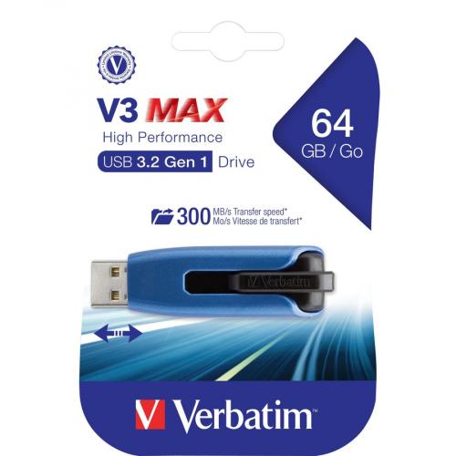 Verbatim 64GB Store 'n' Go V3 Max USB 3.0 Flash Drive   Blue Alternate-Image1/500