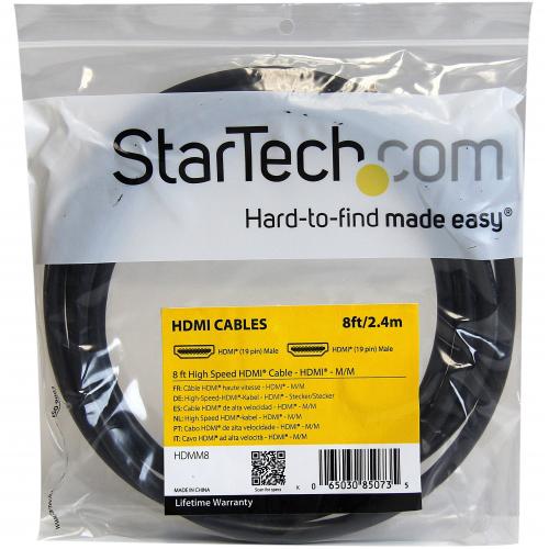 StarTech.com 8ft/2.4m HDMI Cable, 4K High Speed HDMI Cable With Ethernet, Ultra HD 4K 30Hz Video, HDMI 1.4 Cable, HDMI Monitor Cord, Black Alternate-Image1/500