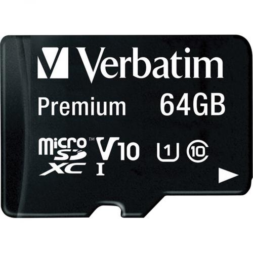 64GB Premium MicroSDXC Memory Card With Adapter, UHS I V10 U1 Class 10 Alternate-Image1/500