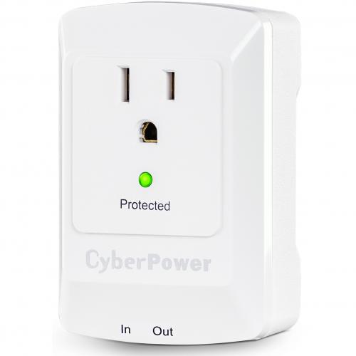 CyberPower CSP100TW Professional 1 Outlet Surge Suppressor With RJ 11 And Wall Tap Plug   Plain Brown Boxes Alternate-Image1/500