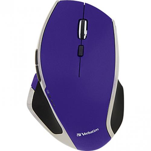 Verbatim Wireless Desktop 8 Button Deluxe Blue LED Mouse   Purple Alternate-Image1/500