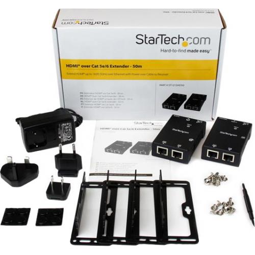 StarTech.com HDMI Over CAT5e/CAT6 Extender With Power Over Cable   165 Ft (50m) Alternate-Image1/500