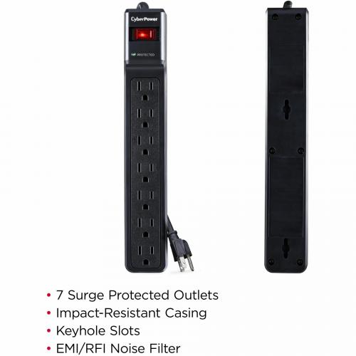CyberPower CSB7012 Essential 7   Outlet Surge With 1500 J Alternate-Image1/500