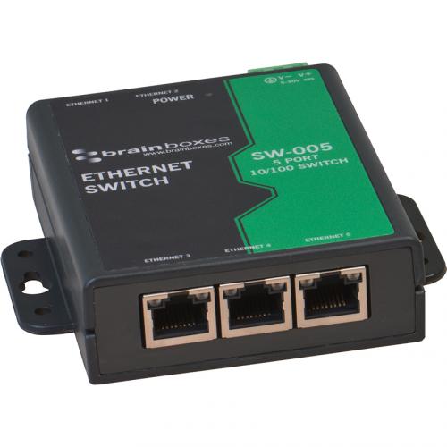 Brainboxes 5 Port Unmanaged Ethernet Switch Wall Mountable Alternate-Image1/500