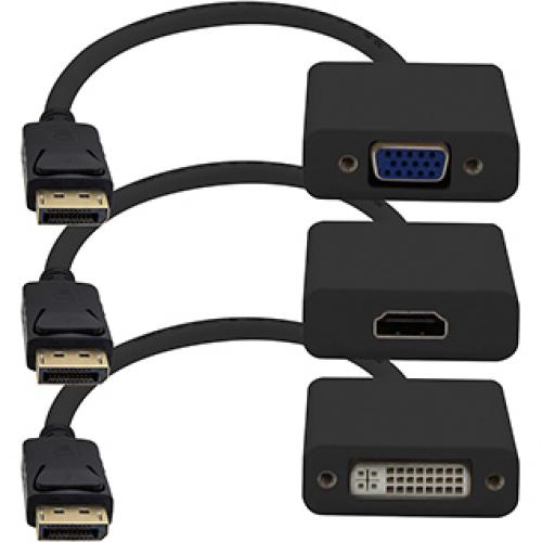 3PK DisplayPort 1.2 Male To DVI, HDMI, VGA Female Black Adapters Which Comes In A Bundle For Resolution Up To 1920x1200 (WUXGA) Alternate-Image1/500