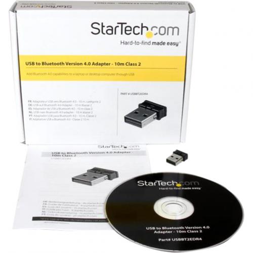 StarTech.com Mini USB Bluetooth 4.0 Adapter   10m (33ft) Class 2 EDR Wireless Dongle Alternate-Image1/500