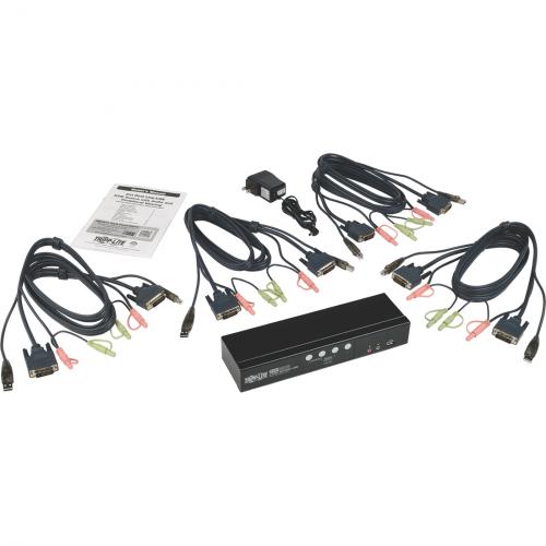 Tripp Lite By Eaton KVM Switch 4 Port DVI Dual Link / USB W/ Audio & 4x 6ft Cables Alternate-Image1/500