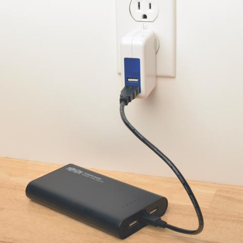 Tripp Lite By Eaton Portable Charger   2x USB A, 12,000mAh Power Bank, Lithium Ion, LED Flashlight, Black Alternate-Image1/500