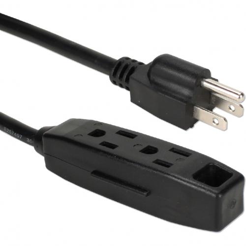 QVS 2 Pack 3 Outlet 3 Prong 15ft Power Extension Cord Alternate-Image1/500