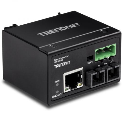 TRENDnet Hardened Industrial 100Base FX Single Mode SC Fiber Converter; (30 Km; 18.6 Miles); IP40 Rated Housing; TI F10S30 Alternate-Image1/500