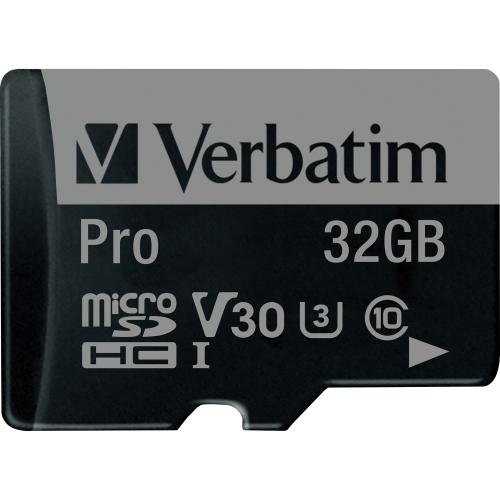 Verbatim 32GB Pro 600X MicroSDHC Memory Card With Adapter, UHS I U3 Class 10 Alternate-Image1/500