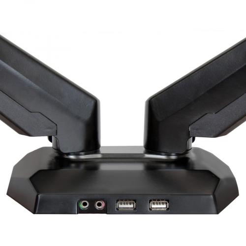 StarTech.com Dual Monitor Arm, USB Hub And Audio Ports In Base, Monitors Up To 32" (17.6lb/8kg), VESA Monitor Stand Desk Mount Alternate-Image1/500
