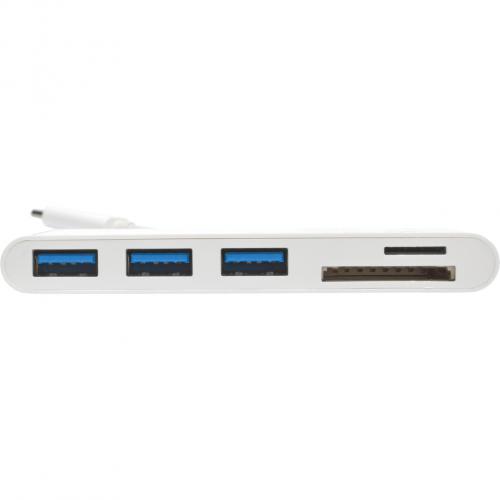 Tripp Lite By Eaton 3 Port USB C Hub With Card Reader, USB 3.x (5Gbps) Hub Ports And Card Reader Ports, White Alternate-Image1/500