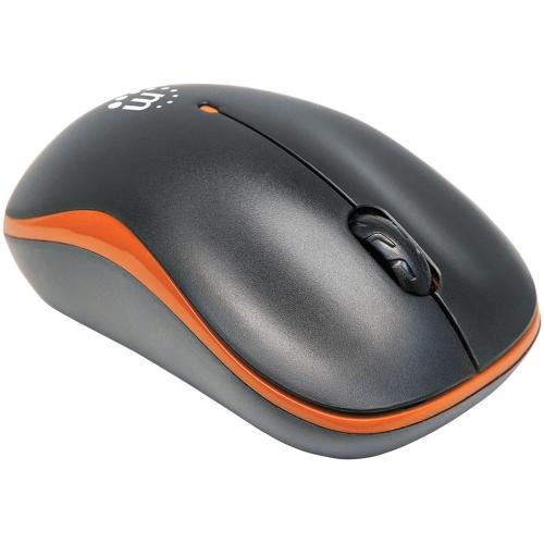 Manhattan Success Wireless Mouse, Black/Orange, 1000dpi, 2.4Ghz (up To 10m), USB, Optical, Three Button With Scroll Wheel, USB Micro Receiver, AA Battery (included), Low Friction Base, Three Year Warranty, Blister Alternate-Image1/500