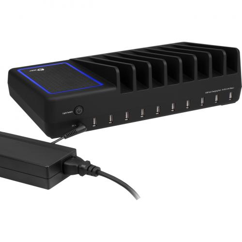 SIIG 10 Port USB Charging Station With Ambient Light Deck Alternate-Image1/500