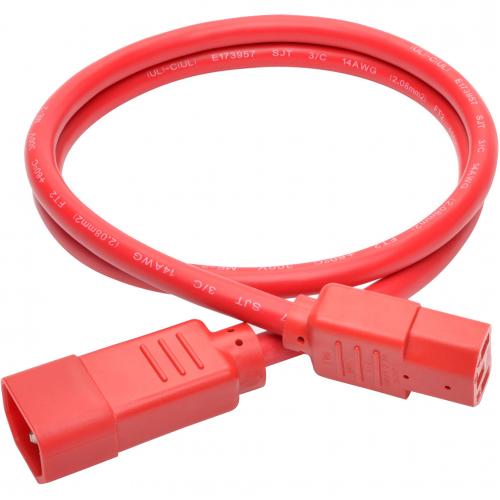 Eaton Tripp Lite Series Heavy Duty PDU Power Cord, C13 To C14   15A, 250V, 14 AWG, 3 Ft. (0.91 M), Red Alternate-Image1/500