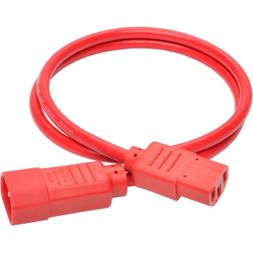 Eaton Tripp Lite Series PDU Power Cord, C13 To C14   10A, 250V, 18 AWG, 3 Ft. (0.91 M), Red Alternate-Image1/500