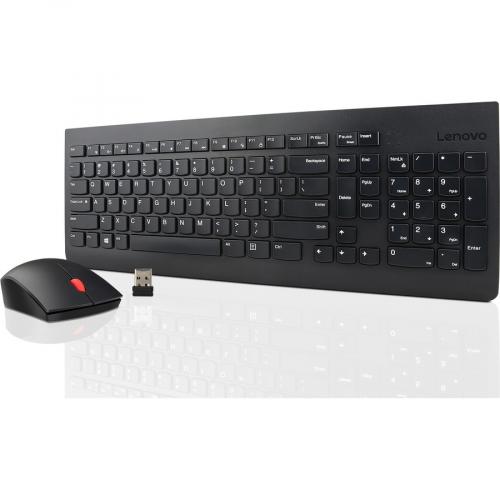 Lenovo Essential Wireless Keyboard And Mouse Combo   US English   USB Wireless RF   Full Size Ambidextrous Mouse   Optical Sensor With 1200 DPI   Scroll Wheel Alternate-Image1/500