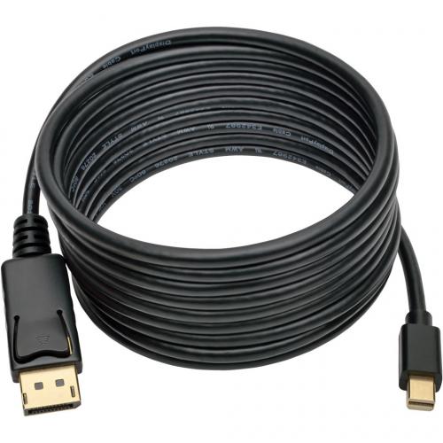 Eaton Tripp Lite Series Mini DisplayPort To DisplayPort Adapter Cable, 4K (M/M), DP Latching Connector, Black, 10 Ft. (3.1 M) Alternate-Image1/500