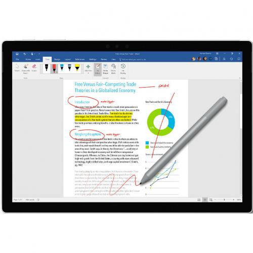 Microsoft Surface Pen Platinum   Tilt The Tip To Shade Your Drawings   Writes Like Pen On Paper   Sketch, Shade, And Paint With Artistic Precision   Ink Flows Out In Real Time With No Lag Or Latency   Rubber Eraser Rubs Away Your Mistakes Easily Alternate-Image1/500