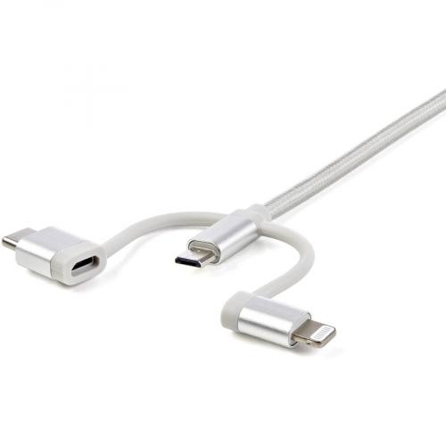 StarTech.com 1m USB Multi Charging Cable   Braided   Apple MFi Certified   USB 2.0   Charge 1x Device At A Time   For USB C Or Lightning Devices Attach The Corresponding Connector Of The Cable To The Micro USB Connector And Plug Into Your Device  ... Alternate-Image1/500