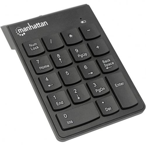 Manhattan Numeric Keypad, Wireless (2.4GHz), USB A Micro Receiver, 18 Full Size Keys, Black, Membrane Key Switches, Auto Power Management, Range 10m, AAA Battery (included), Windows And Mac, Three Year Warranty, Blister Alternate-Image1/500