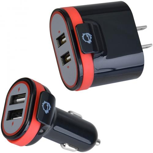 FAST CHARGING USB WALL CHARGER & CAR CHARGER BUNDLE PACK   WHITE Alternate-Image1/500